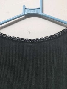 Black Lace Trim Crop Top