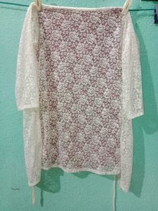 Brown And White Top For Girls