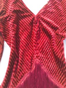 ❤️‍🔥Burgundy Velvet Fringe Dress❤️‍🔥