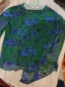 ASOS Design Mesh Floral Top