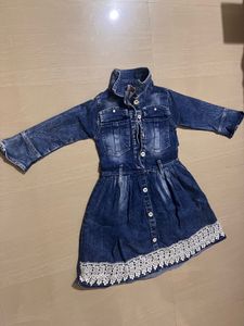 Denim Dress with Lace