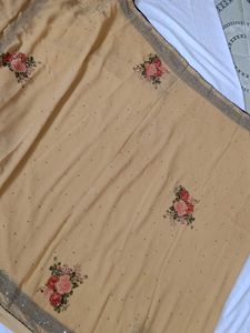 Elegant Floral Embroidered Saree combo