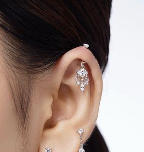 Silverfied Drop Helix Hanging Bugadi Earring