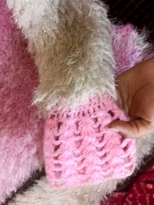 Fluffy Pink and White Sweater