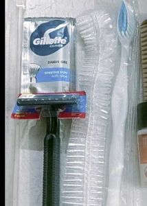 Shaving Blade, Cream ,Shower Cap, Tooth Brush