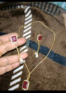 gold plated rubyJewellery Set
