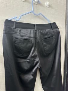 Jet Black Satin Straight Fit Trouser Pant