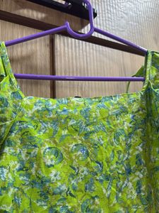 Branded Green Floral Puff Sleeve Dress from Turkey