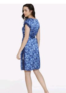 Zivame Artsy Leaves Woven Robe -medievel Blue
