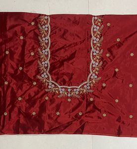 Maroon Maggam work blouse piece