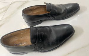 Santoni Black Leather Loafers