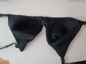 Non-Padded Non-Wired Black Cotton Rich Bra