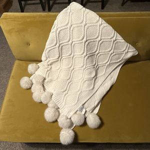 Artelier Cable Knit Chenille Throw Blanket Ivory F