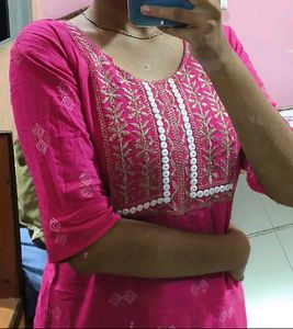 Pink Embroidered Kurta