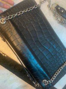 Black Croc Embossed Clutch