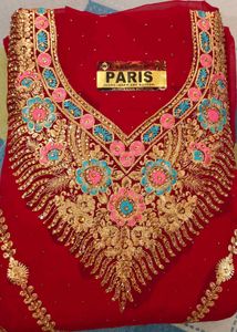 Elegant Red Embroidered Salwar Suit