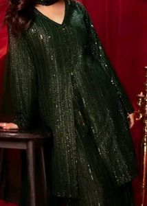 Black Sequin Kurta Set.