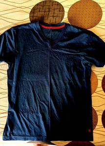 V neck blue tshirt for men in sale