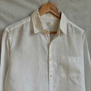 UNIQL0 White 100% LINEN Shirt