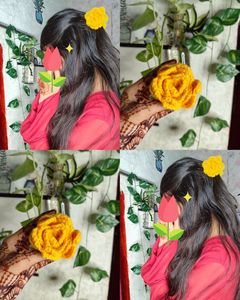 Crochet Rose Hair Clip (Yellow)