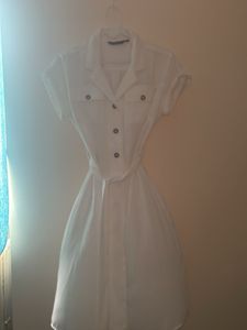 White Button-Down Midi Dress