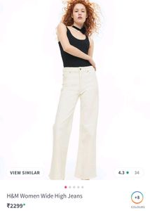 H&amp;M White Wide Leg Jeans