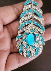 Oh My God Krishna Mor Pankh Metal Keychain Blue Colour