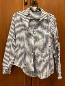 striped shirt with roses