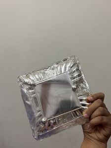 Silver square enamel tray