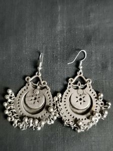 Silver-Toned Earring Set with Intricate Designs