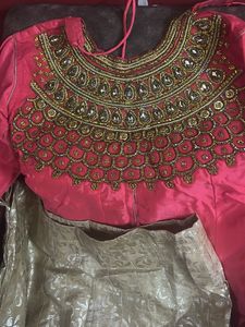 Pink &amp; Gold Embellished Lehenga Set
