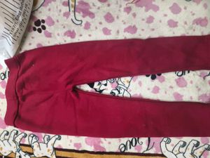 Girls Red Pearl Embellished Leggings for 2-4 years