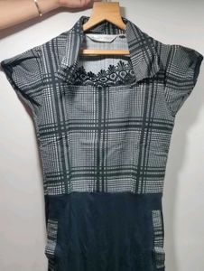 LADY STARK Plaid Cowl Neck Dress
