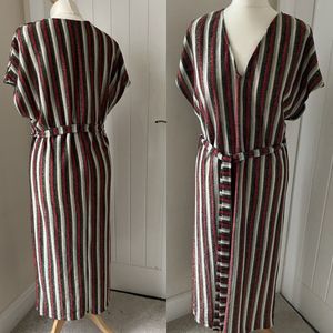 Zara  Striped Black Gold Metallic Midi Dress