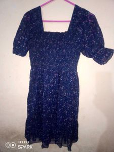 Blue Floral Print Dress