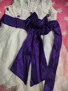 Cute White &amp; Purple Party Dress