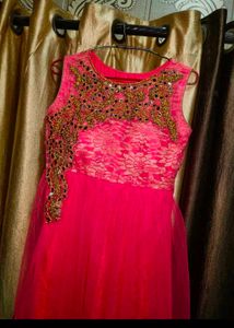 Women Pretty Rose Pink Net Gown