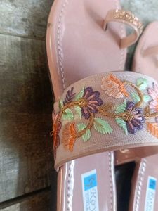 Peach Colour Slippers For Party Wear