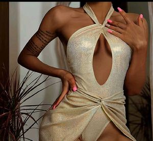 Gold Halter Sexy Bodysuit