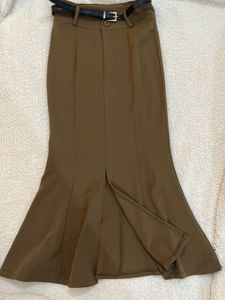 A Line Mermaid Maxi Skirt With Belt