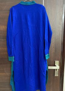 Embroidered Blue Knit Kurta
