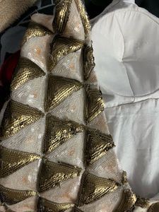 Pintrest Padded Golden Design Sequin Evening Gown