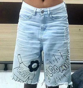 Light Blue High-Waist Denim Shorts
