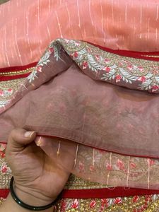 Elegant Peach Saree With Blouse