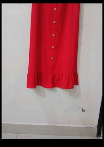 vero moda brand Red Button-Down Midi Dress