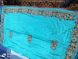 New With Tag Sky-blue Saree 💥Price Drop