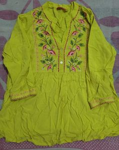 Yellow Embroidered Top