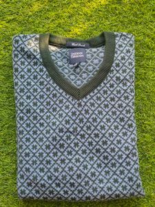 Indian Terrain Patterned V-Neck Sweater