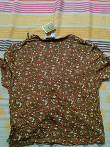 Floral Print Brown Crop Top