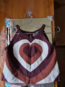 Heart Pattern Crop Top